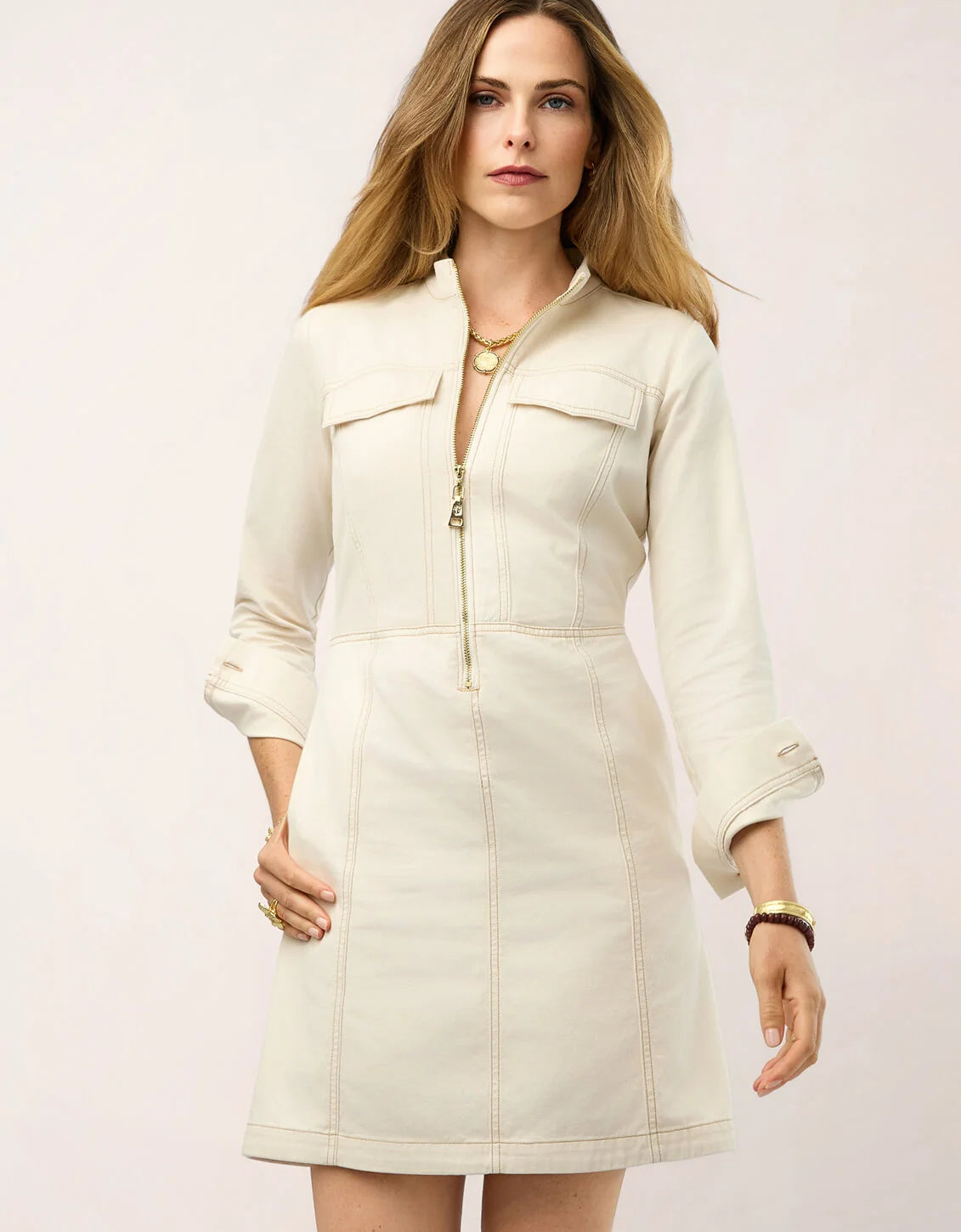 Morgan Denim Dress Antique White