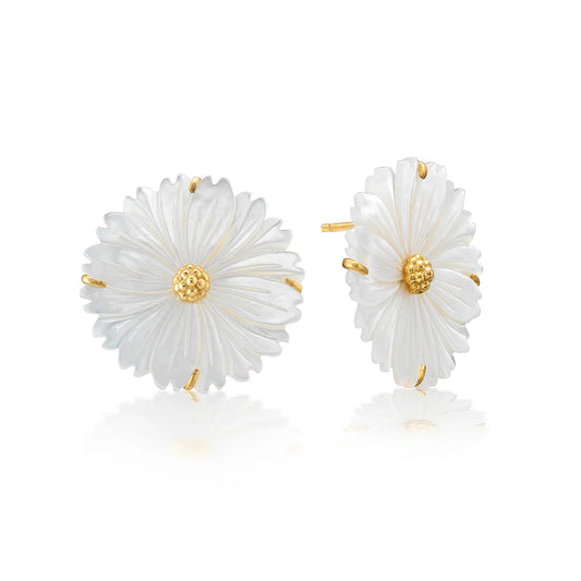 Mermaid Blossom Stud Earrings-MOP