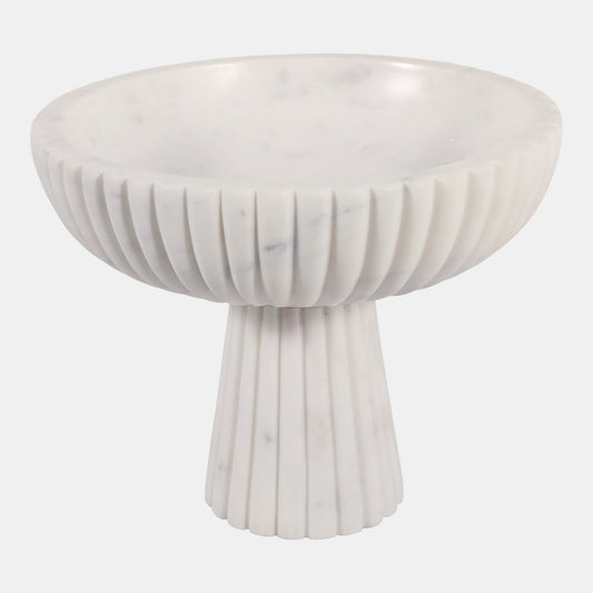10x8” Marble Ribbed Bowl on Pedestal