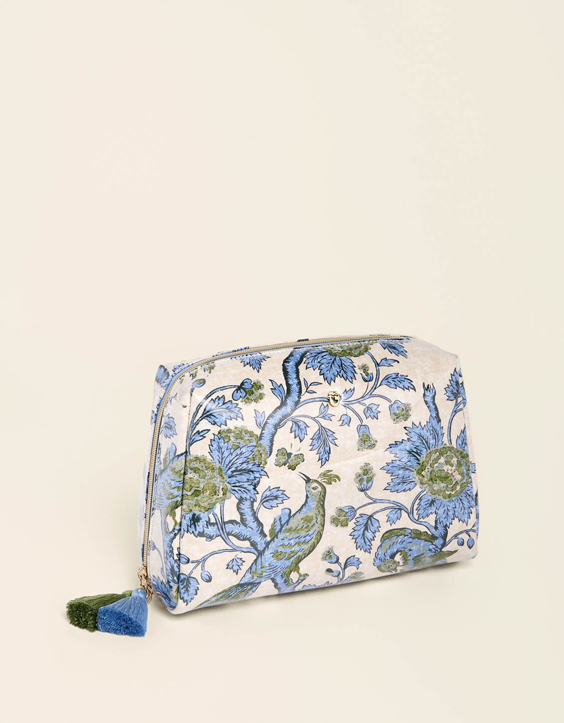Large Cosmetic Pouch Japonica Bird Green