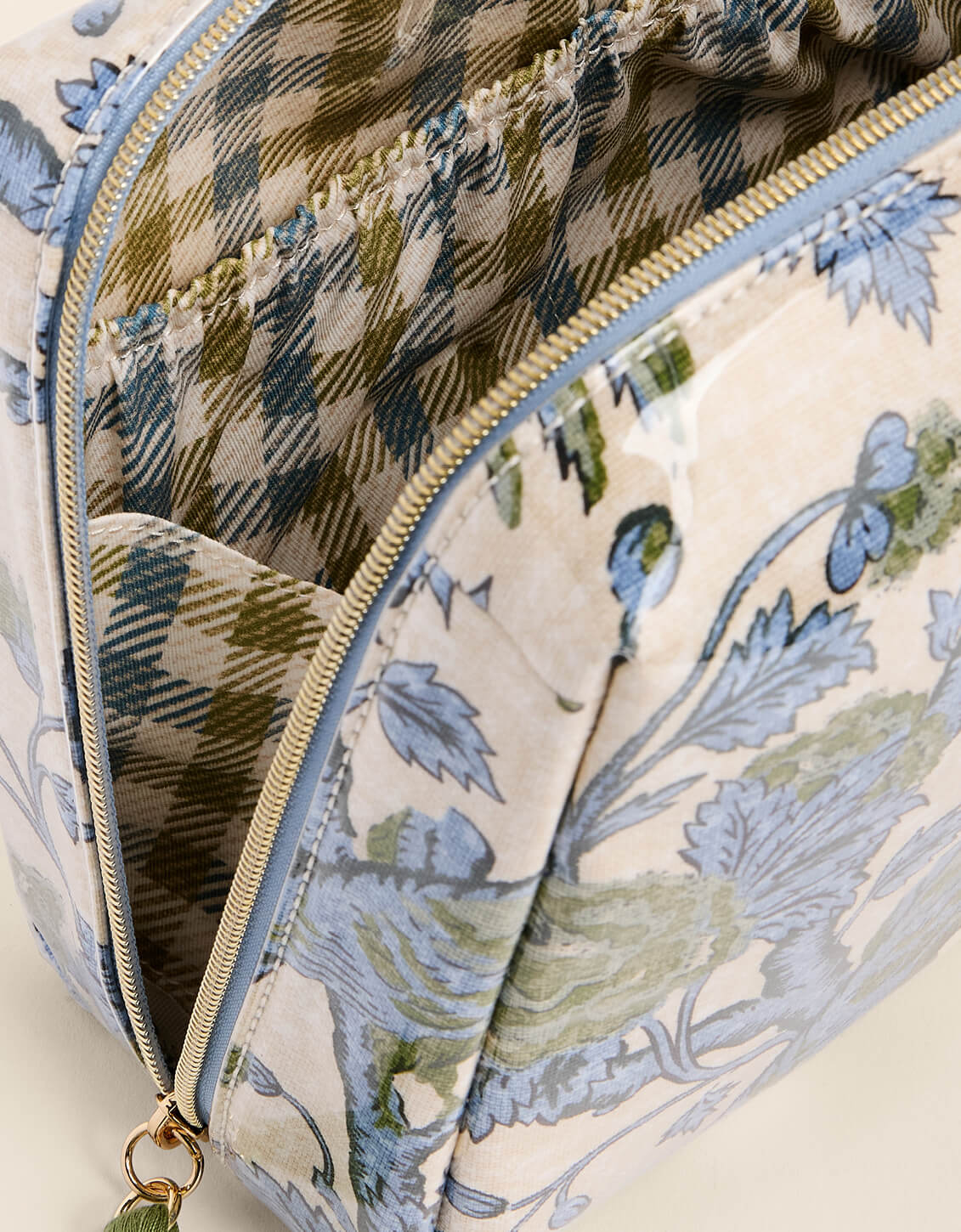 Large Cosmetic Pouch Japonica Bird Green