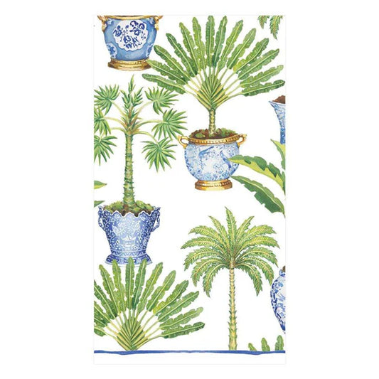 Caspari Guest Napkin/ Potted Palms White
