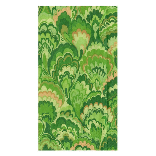 Caspari Dinner/Guest Napkins Marbled Ceramica Green