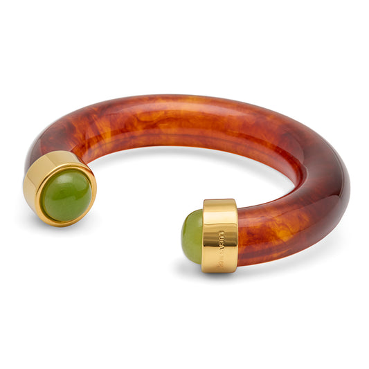 Tortoise Shell Resin Lime Green Quartz Bangle