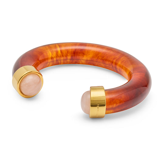 Tortoise Shell Resin Pink Crystal Bangle