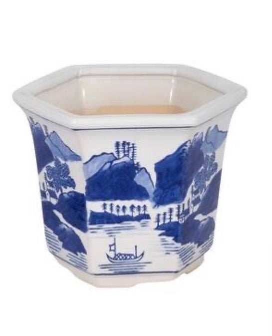 Blue & White Chinoiserie Planter (6”x 6”)