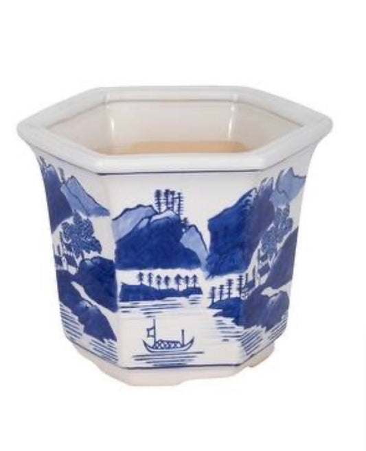 Blue & White Chinoiserie Planter (6”x 6”)