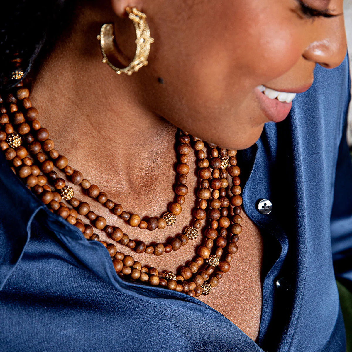 EARTH GODDESS
Beads 5-Strand Necklace, Teak