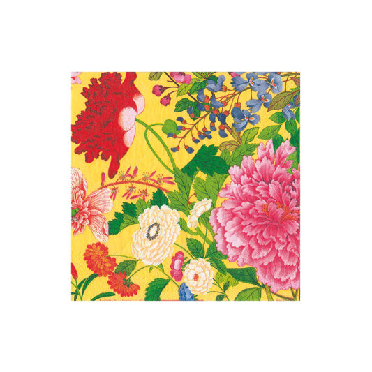 Caspari Cocktail Napkin/ A Profusion of Flowers 2 Yellow