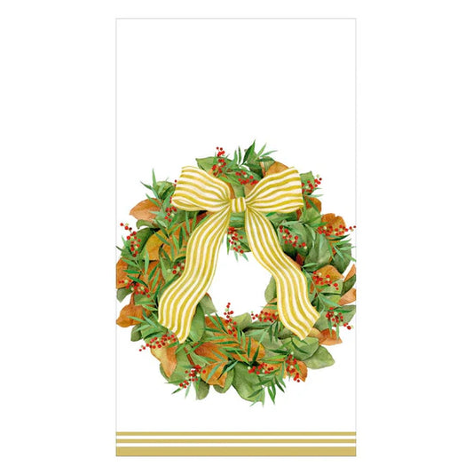 Seasonal Caspari Guest Towels Magnolia Wreath