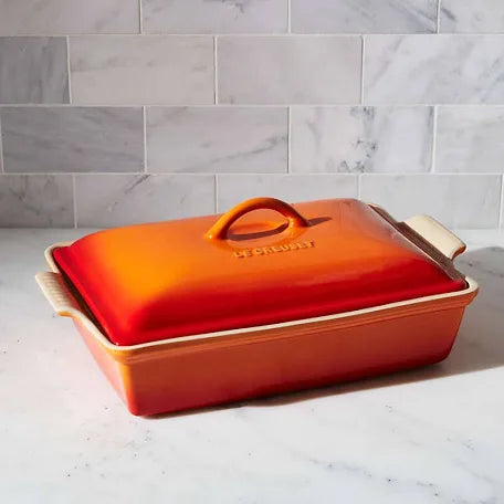 Le Creuset Heritage Rectangular  Casserole Dish with Lid Volcanique Flame