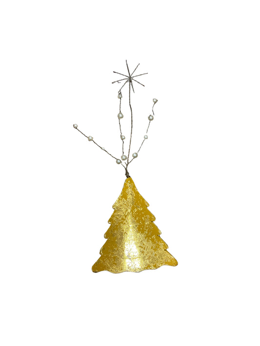 Gold Tree Ornament w/Pearls