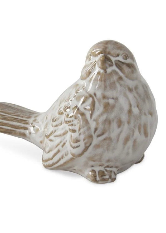 3” Cream & Taupe Glazed Ceramic Birds (2 Styles)