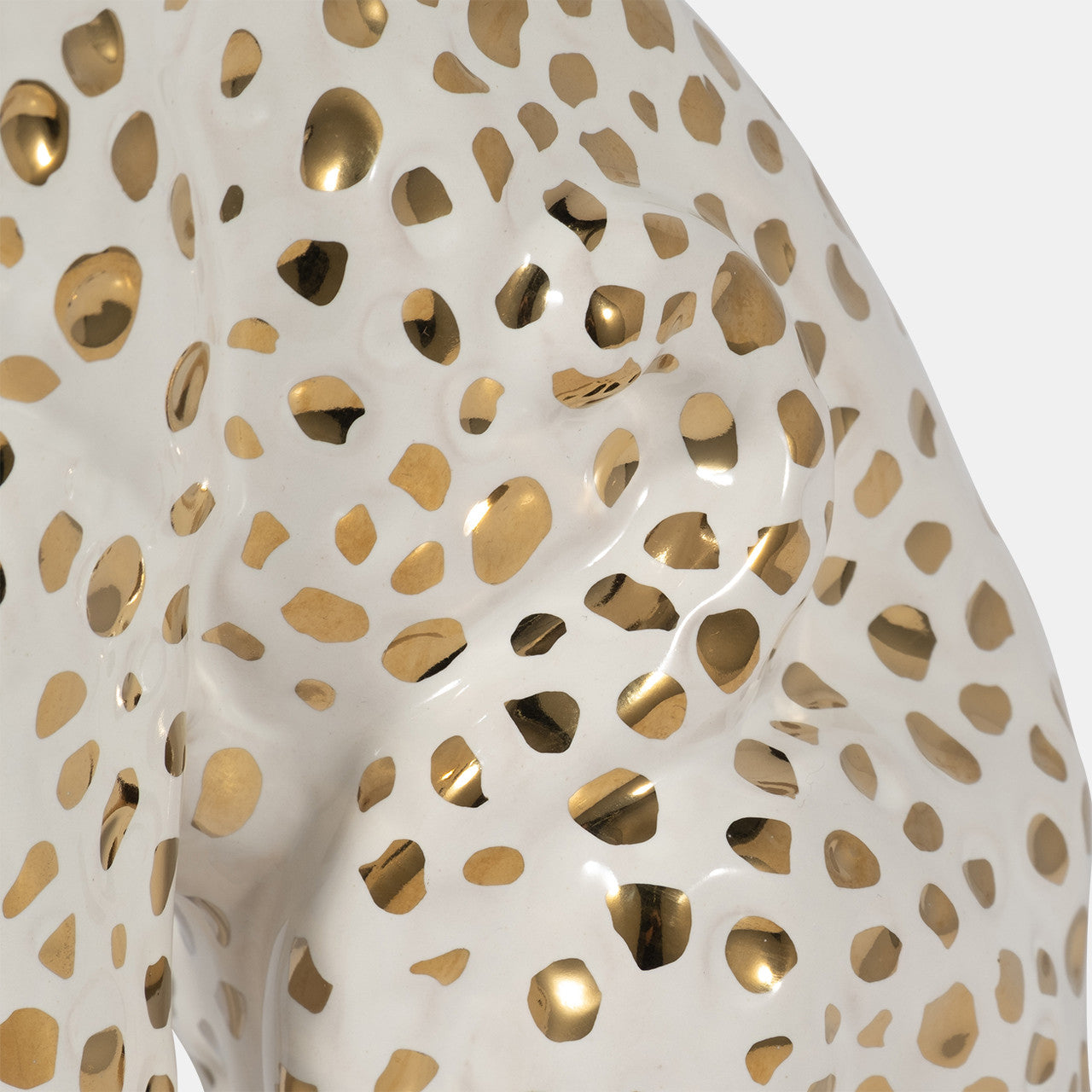 11” Sitting Leopard(White & Gold)