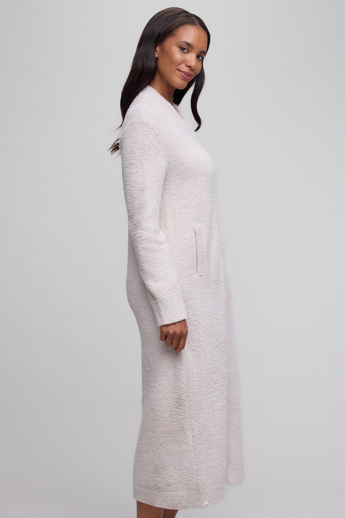 CozyChic® Full Zip V-neck Lounger Robe in Stone
