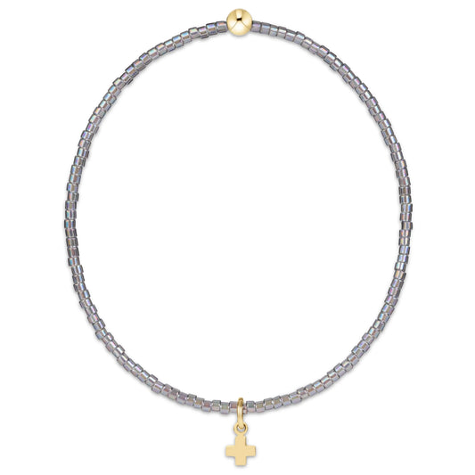 hope classic morning mist bracelet - signature cross small gold charm