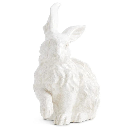 18” White Glazed Terracotta Bunny Standing