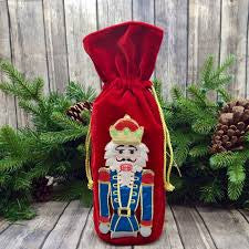 Velvet Embroidery Nutcracker Beverage Bag - Red