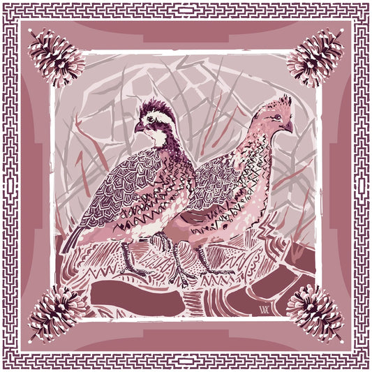 Austin Williams Dusty Rose Quail Pair Scarf