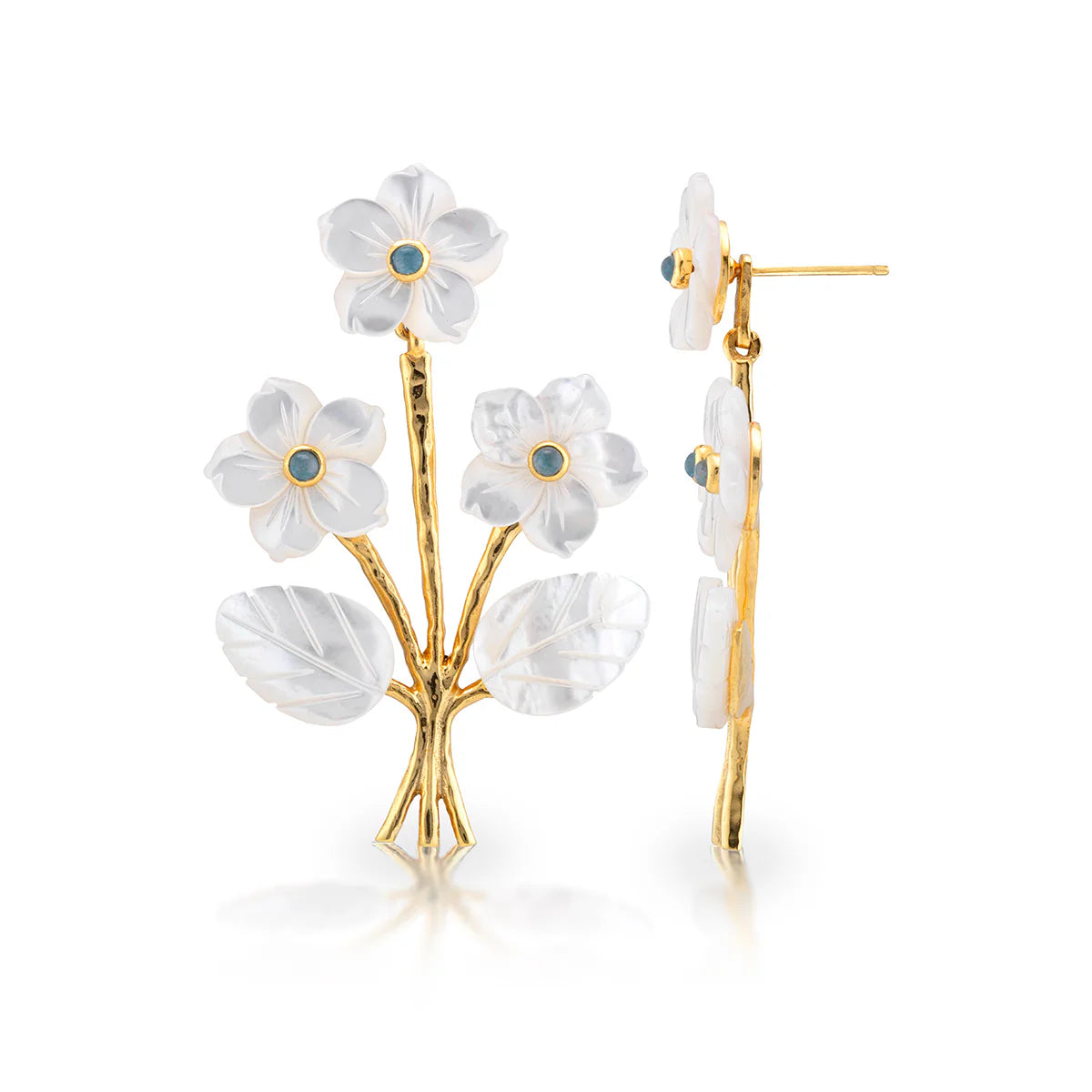 Mermaid Garden Convertible Bouquet Post Earrings-MOP