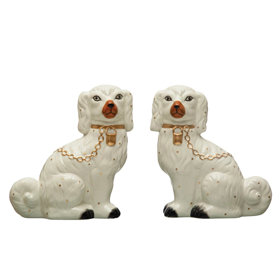 Hand Painted Dolomite Staffordshire Dog Set
