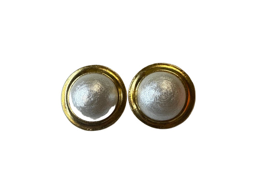 Gold Cased Pearl Dome Earrings(Large)