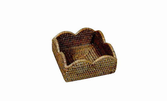 Caspari Rattan Scalloped Napkin Holder