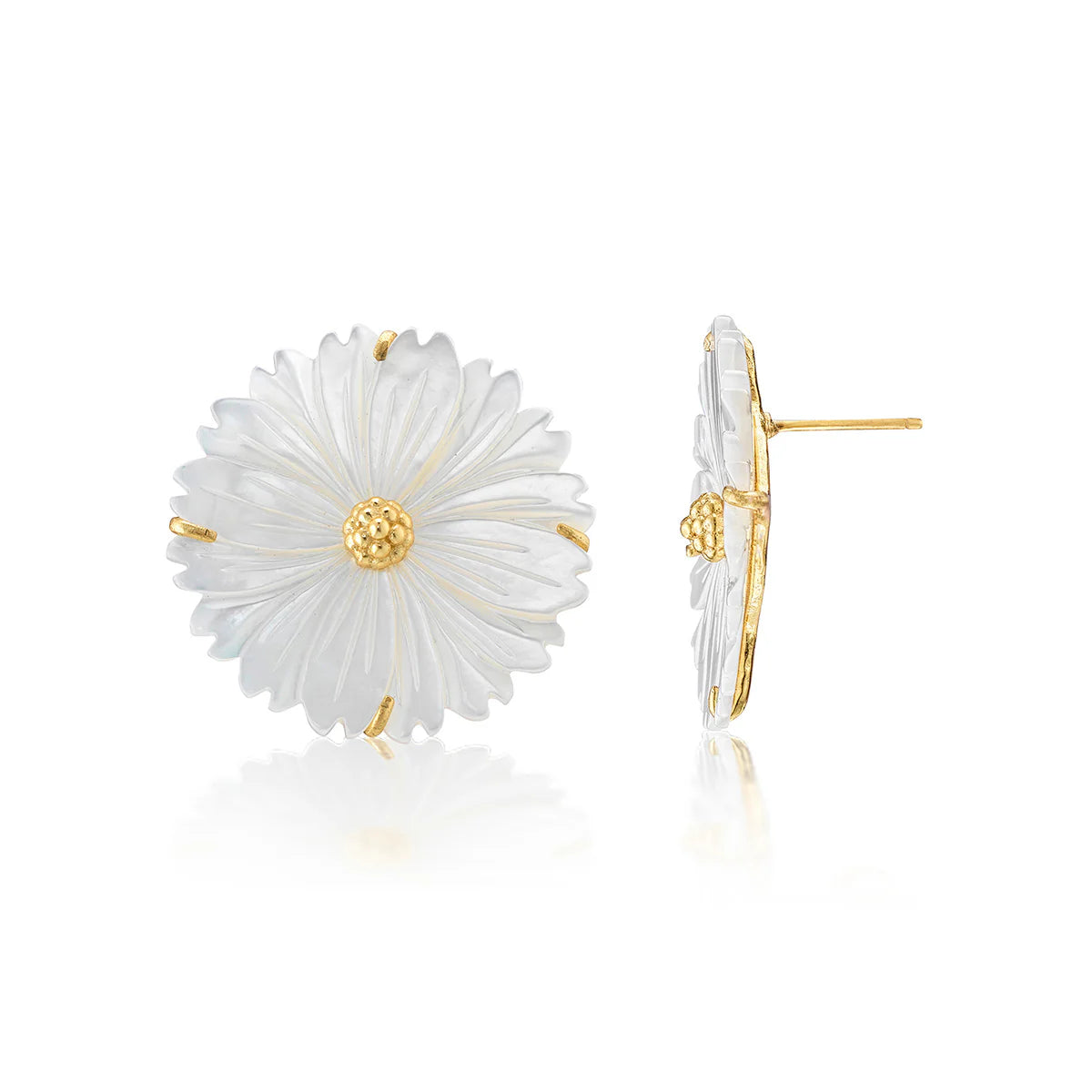 Mermaid Blossom Stud Earrings-MOP