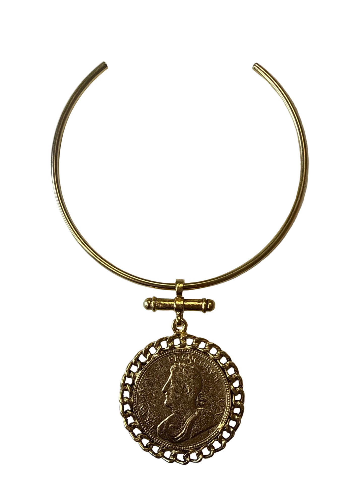 Gold Coin Cuff Necklace