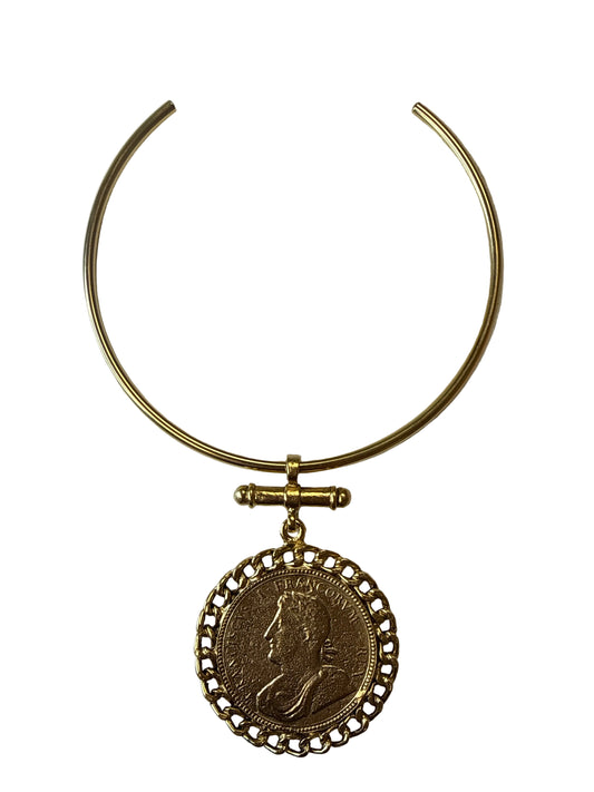 Gold Coin Cuff Necklace