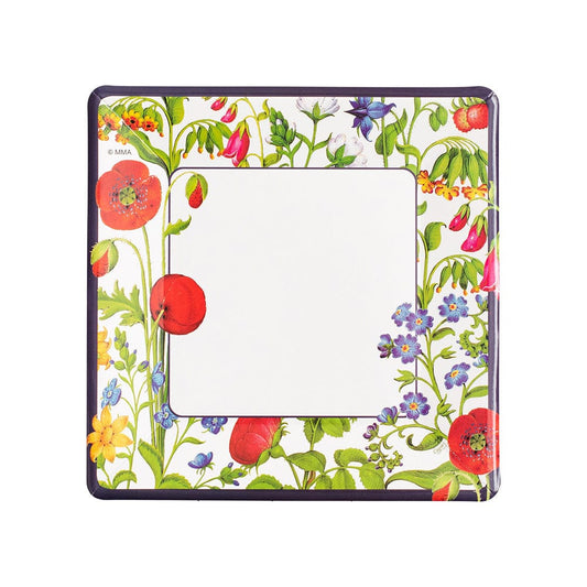Caspari Dinner Plates Square-Cloisters Garden White