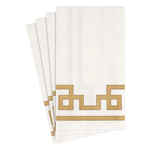 Caspari Dinner/Guest Napkins Gold and White
