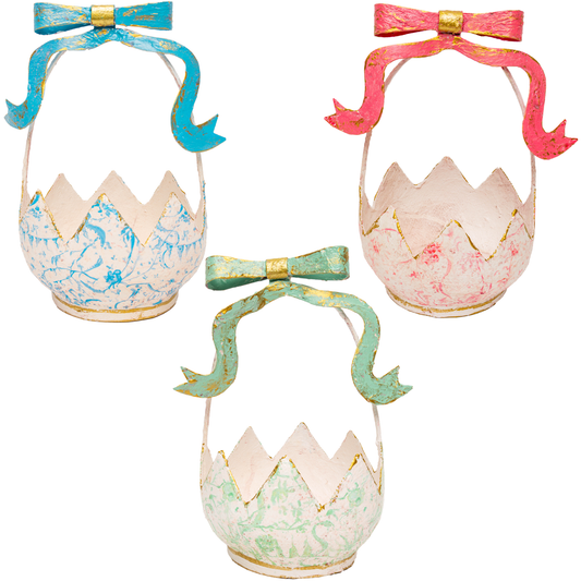 Paper Mache Chinoiserie Easter Basket (3 Colors) P
