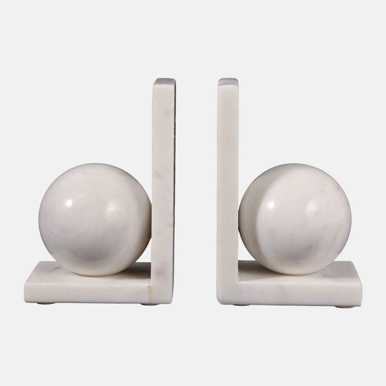 6” Marble Bookends Set w/ 3” Orb