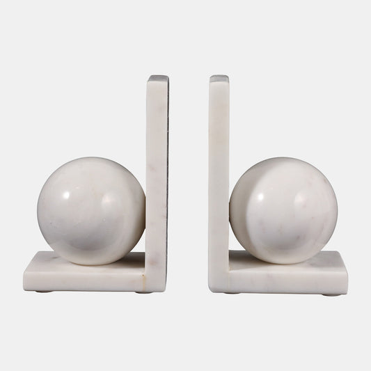 6” Marble Bookends Set w/ 3” Orb