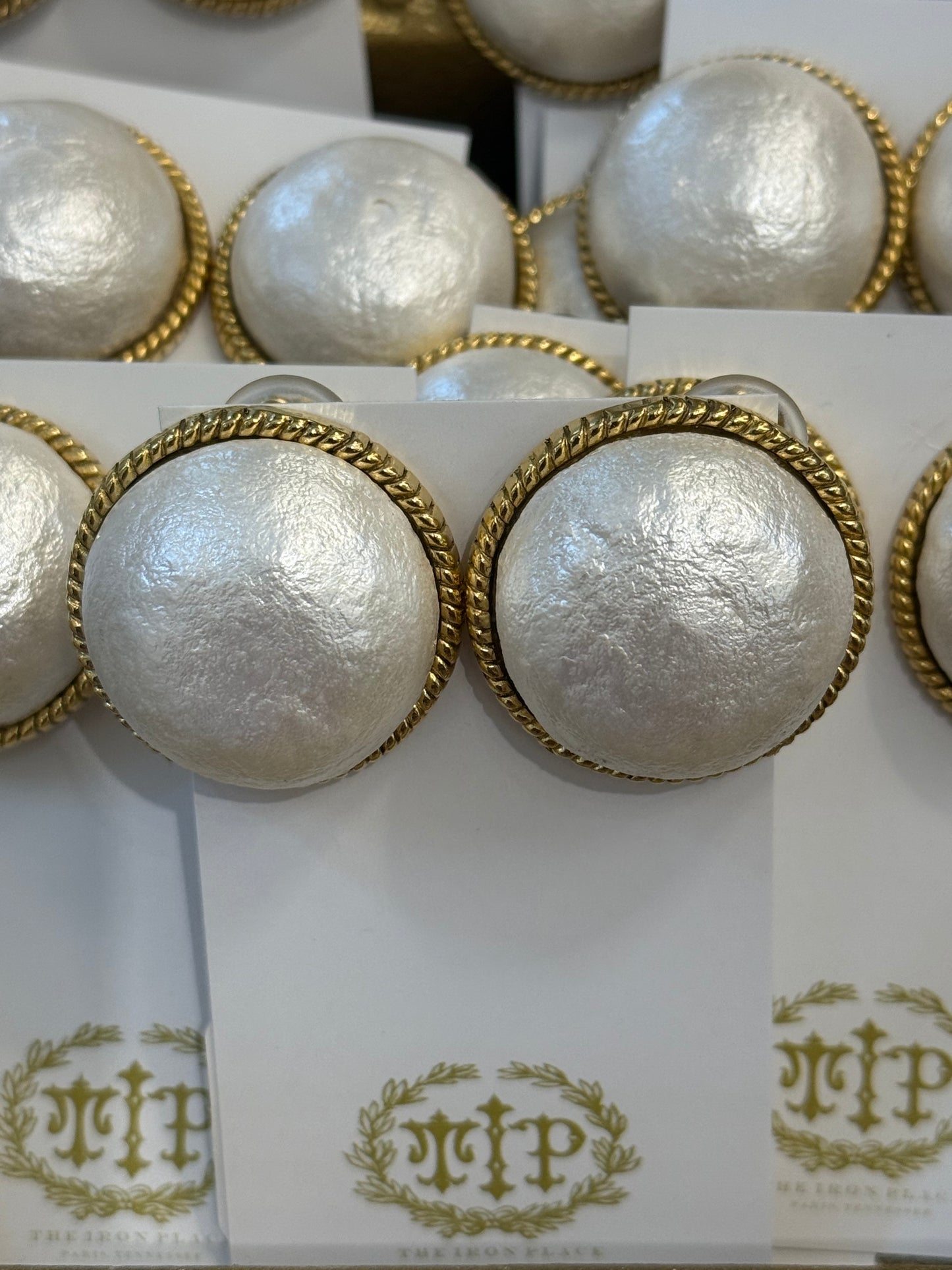 Large Cottonball Pearl Clip Earrings