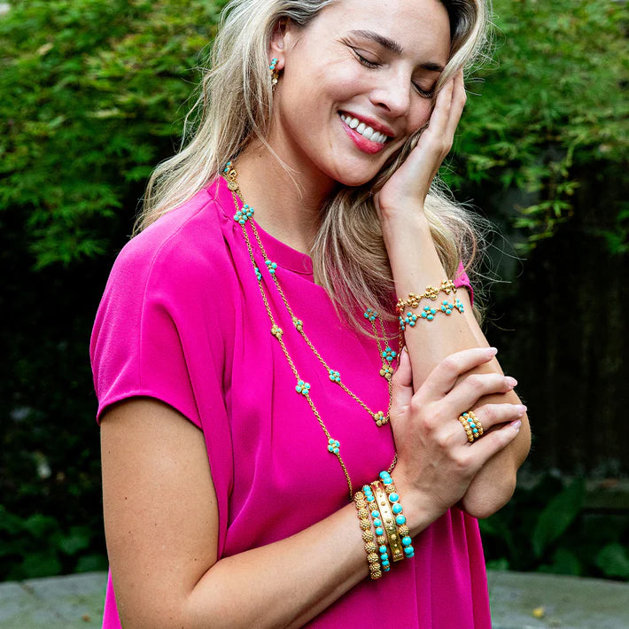 Berry Clover Link Bracelet (7”+ 2” Turquoise)