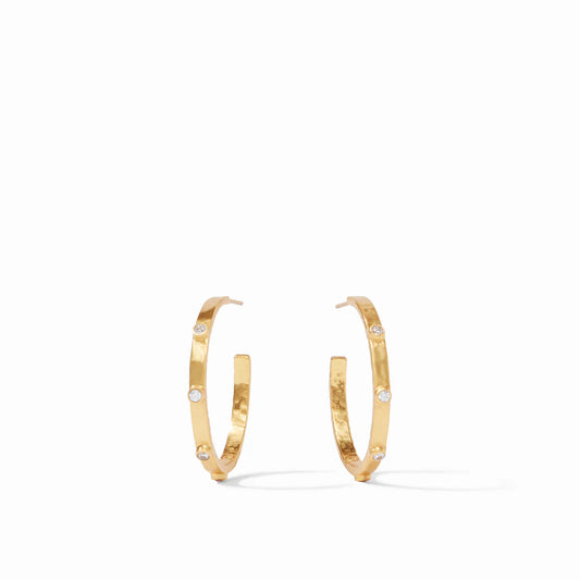 Julie Vos Crescent Stone Hoop (Medium)