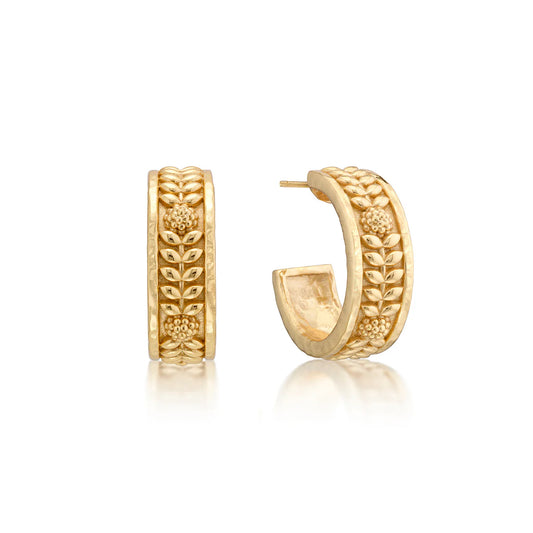 Berry Vine Small Hoop Earrings (Gold)
