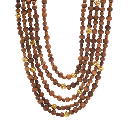 EARTH GODDESS
Beads 5-Strand Necklace, Teak