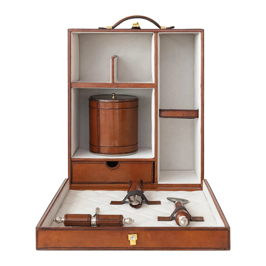 Leather Travel Bar Trunk