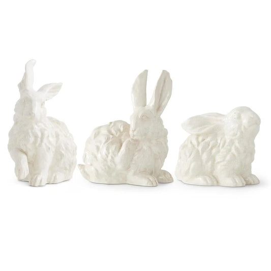 White Glazed Terracotta Bunnies