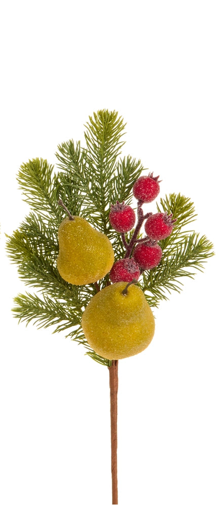 16" Iced Fruit and Greenery Spray