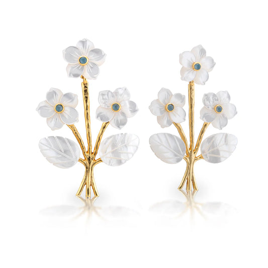Mermaid Garden Convertible Bouquet Post Earrings-MOP