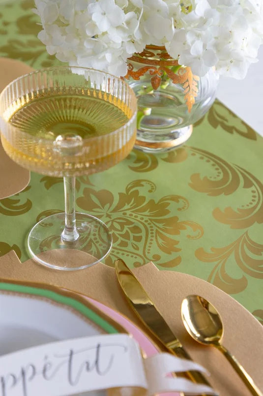 Light Green Damask Table Runner