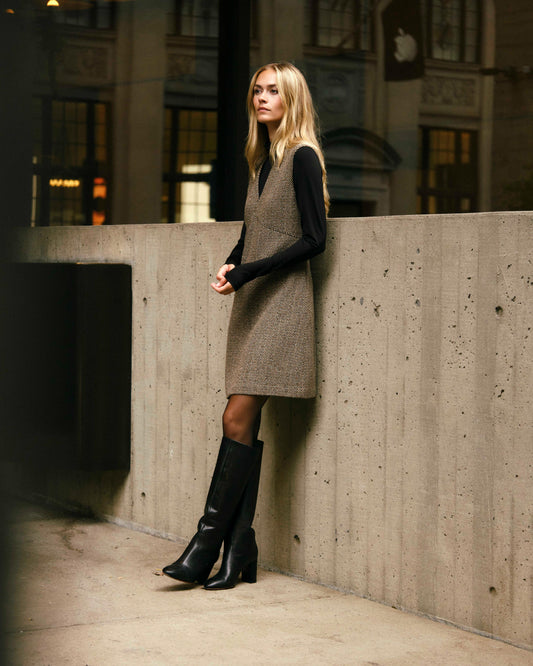 HO26 Tate Mini Dress-Fireside Herringbone