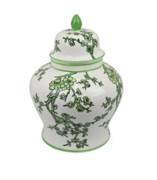 Green Floral Temple Jar