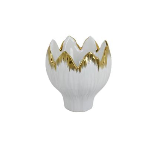 Gold Trim Tulip Vase