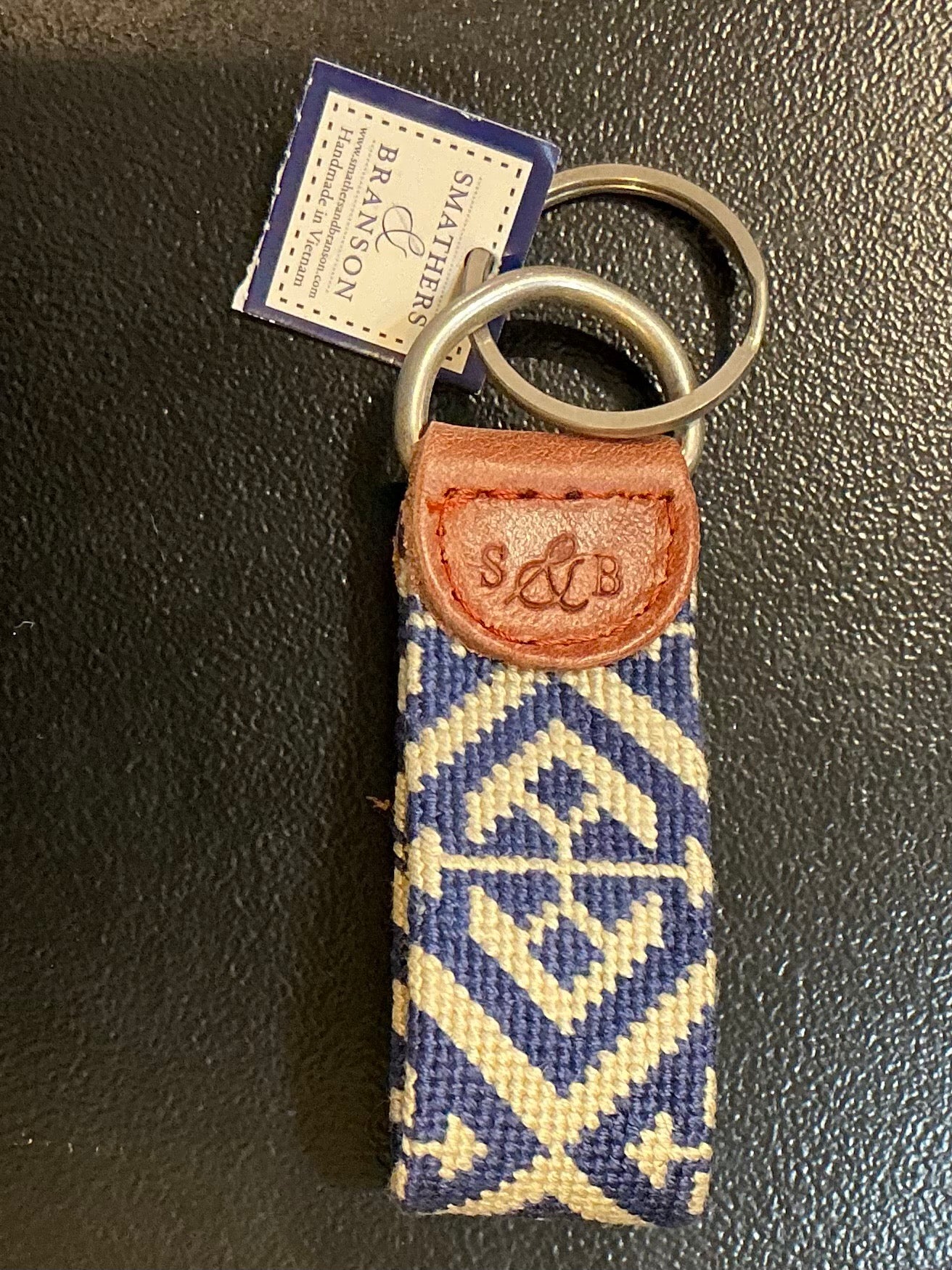 Smathers & Branson Key Fob Blue & White Pattern