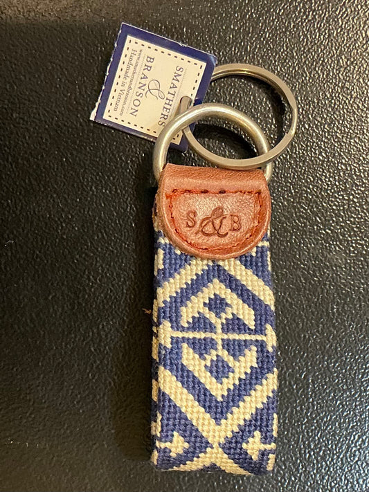Smathers & Branson Key Fob Blue & White Pattern